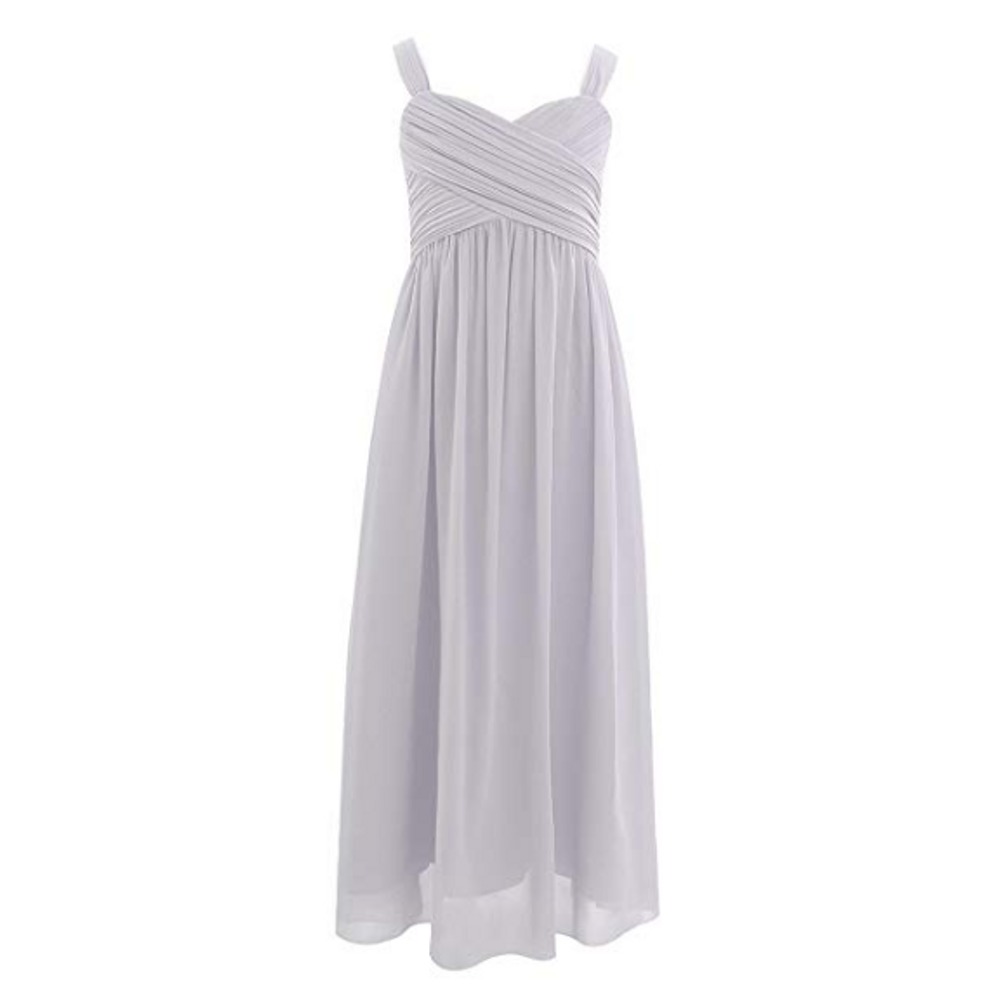 iEFiEL Bridesmaid Gray Chiffon Dress Wedding Gown